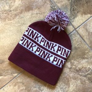 Victoria’s Secret Pink maroon beanie NWOT